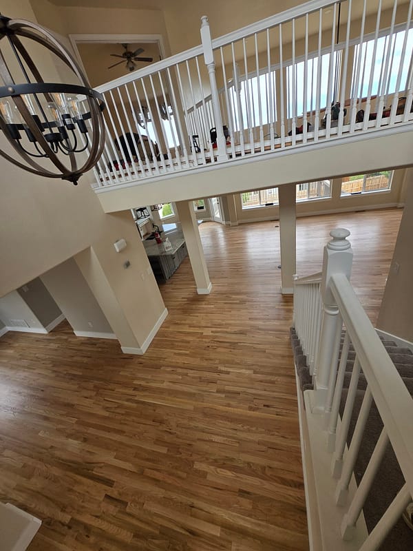 2-1/4" Red Oak with natural finish 1 Red Oak flooring with natural finish, viewed from upstairs loft