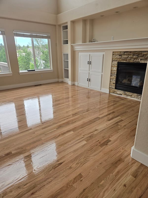 2-1/4" Red Oak with natural finish 5 Red Oak flooring with natural finish, facing fireplace